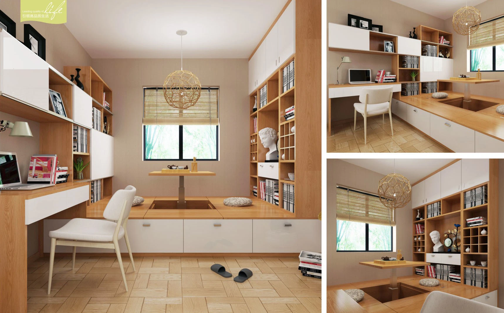 Chambre à coucher mobilier au design moderne avec tatami (V1-BC001)