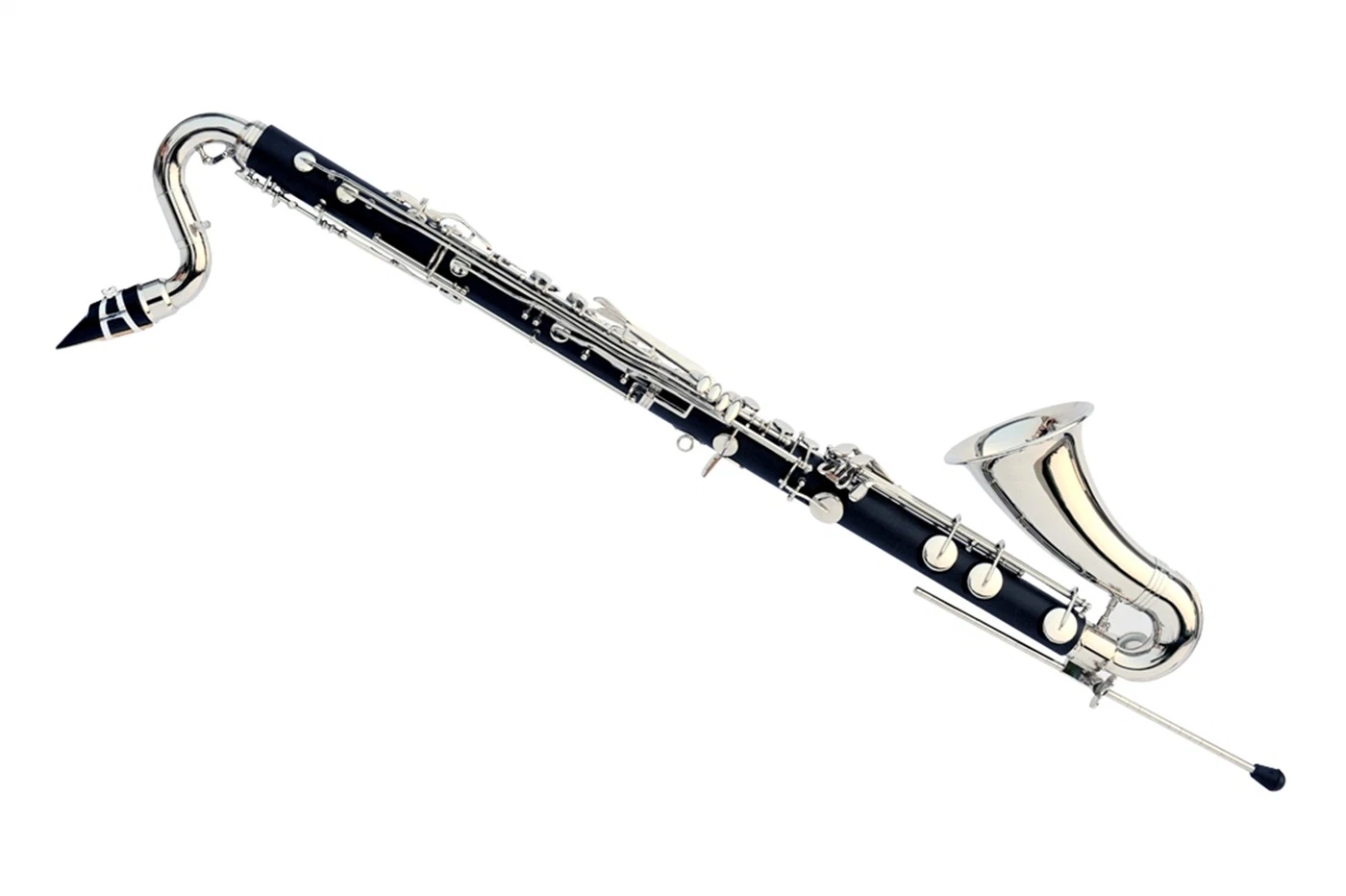 Composite Wood Bass Clarinet, Tone Bb Low C, Silver Plated