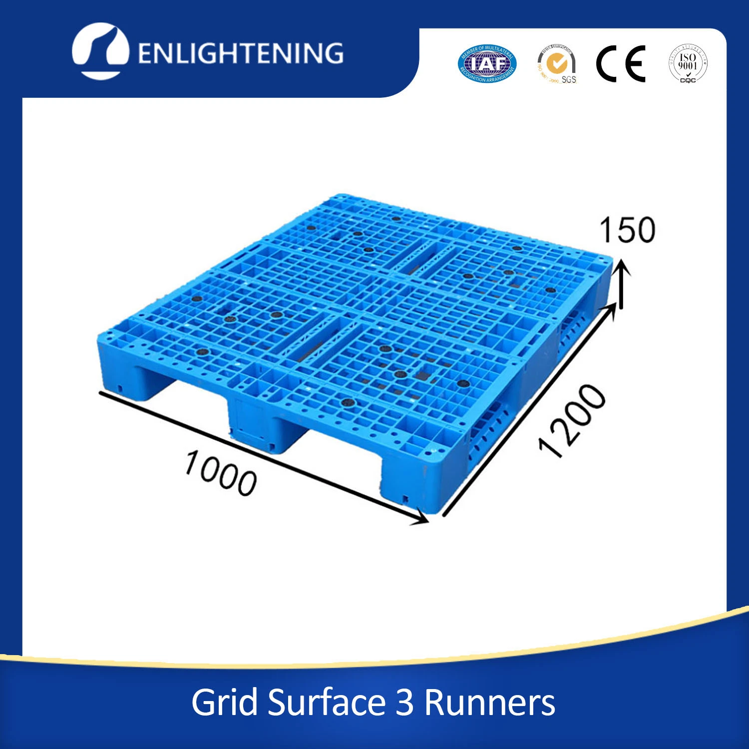 1200 * 1000mm Taille Euro HDPE Renforcé Empilable et Empilable Plateau en Plastique Ventilé à Face Simple Robuste pour le Stockage d'Entrepôt Utilisations de Palette en Plastique Durable