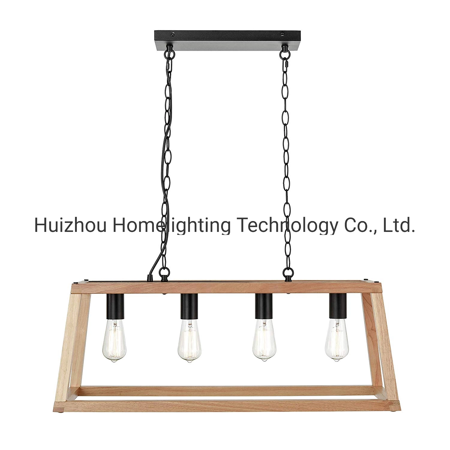 Jlc-3021 Industrial Style Loft Wood Pendant Lamp 4 Light Chandelier Lighting Fixture