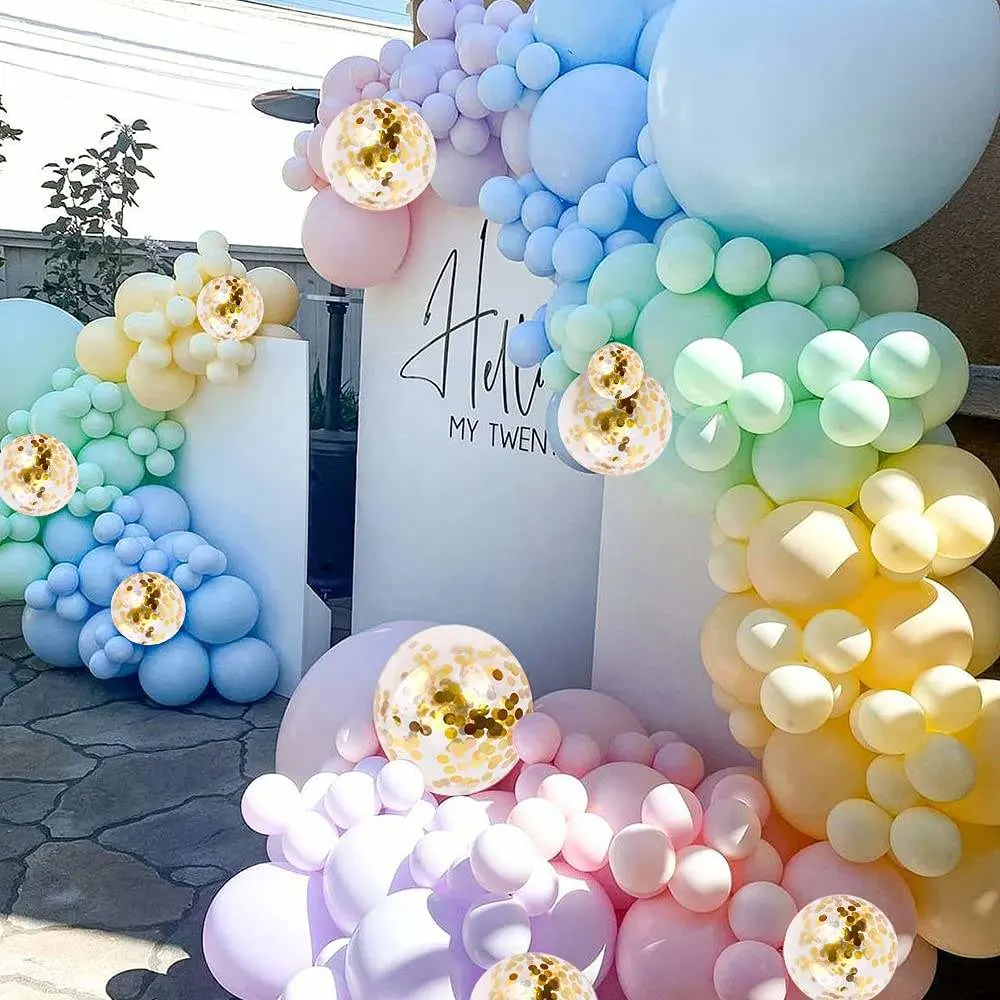 Pastel Balloons Garland Arch Kit 117 PCS Rainbow Macaron Balloon Unicorn Mermaid Party Decorations