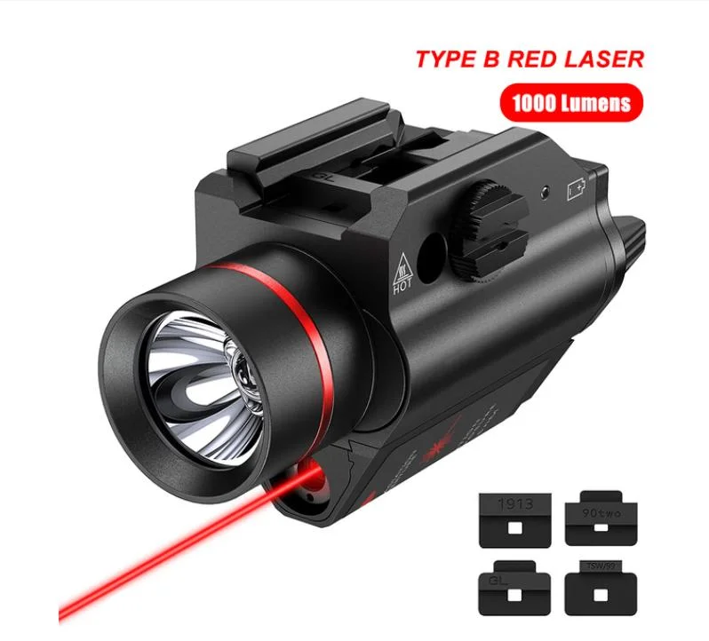 Whole Sell 1000lm Weapon LED 2 en 1 Verde Rojo Láser de luz táctica combinado