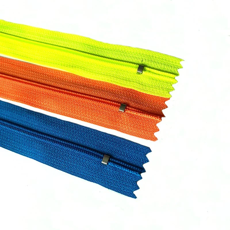 5#51-54 cm da extremidade fechada coloridos Zipper Invisível Zipper Tipo Lágrima Cursor de prensa para calças