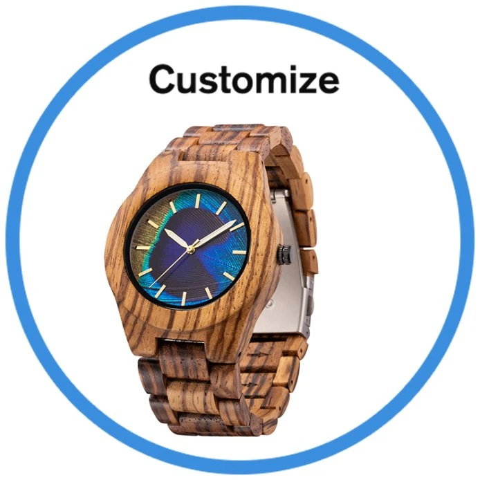 Logotipo personalizado de madera de bambú Ver Mens relojes a granel