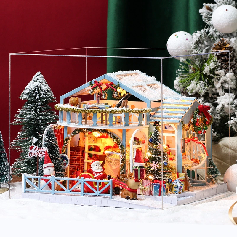 Cadeaux de Noël miniatures pour enfants Maison de poupée en bois faite à la main