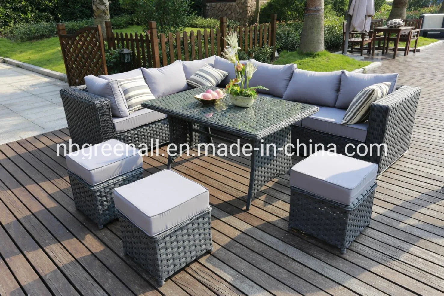 Flat &amp; Round Rattan Mix Modern Outdoor Rattan/Wicker Sofa Leisure Garden Furniture