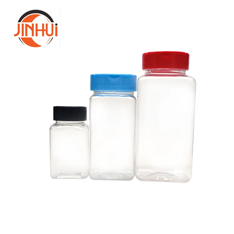 Food Grade Seasoning Storage Jar 500ml Square Plastic Bottle