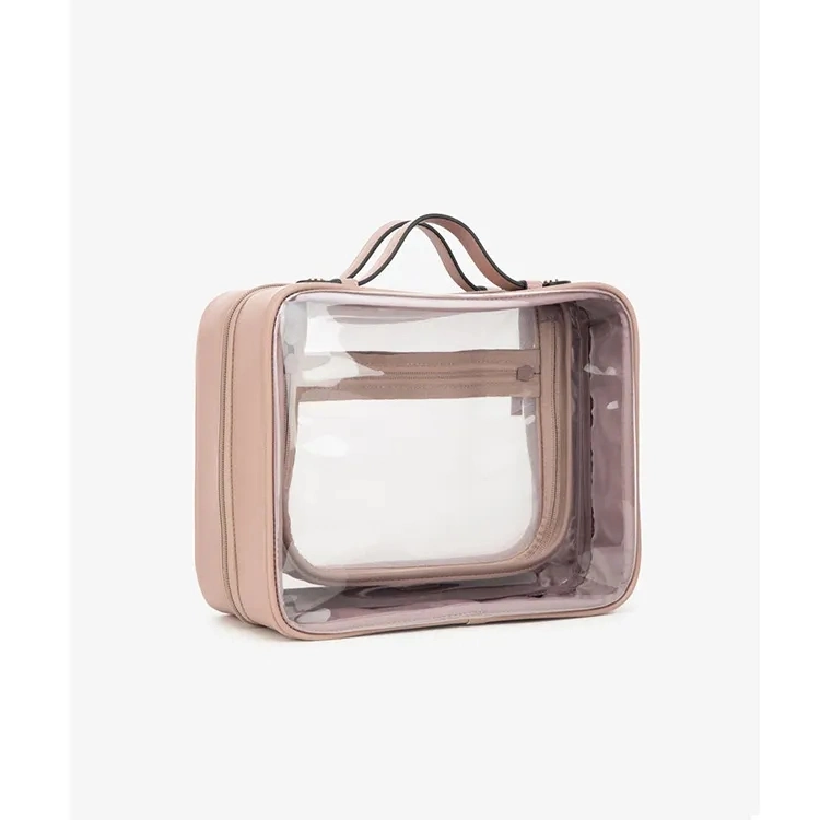 Sac de voyage transparent grande capacité pour cosmétiques maquillage toilette et toilette Sac à cosmétiques en PVC transparent