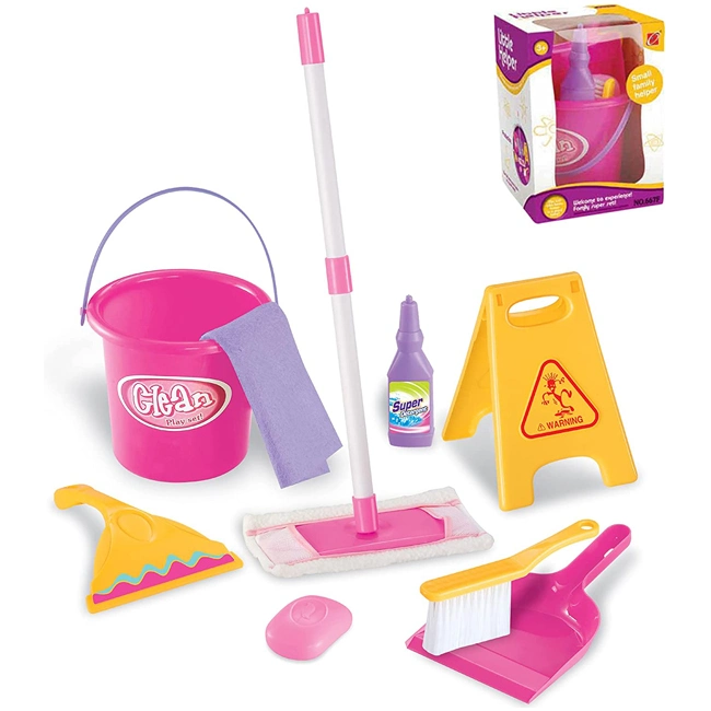 Children Safety Cleaning Tool Set Plastic Toy Kids Household Sanitary Cleaning Playset Set Play House Tool Toys Educational Toy Inateresting Kids Cleaning Set