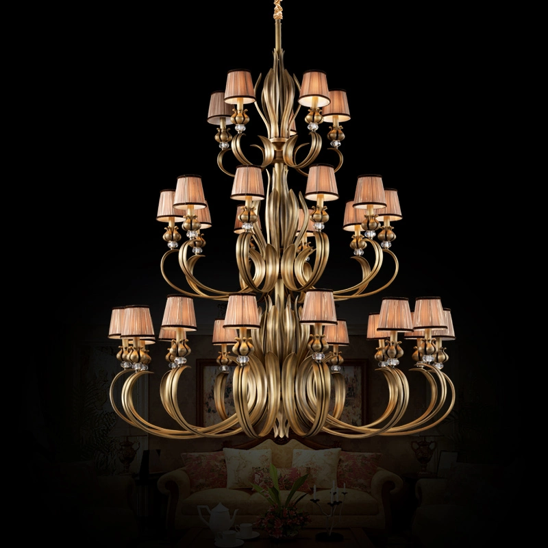 Jlc-8558 Europeo del cobre de 3 niveles de Iluminación lámpara de araña Restaurante Hotel de lujo