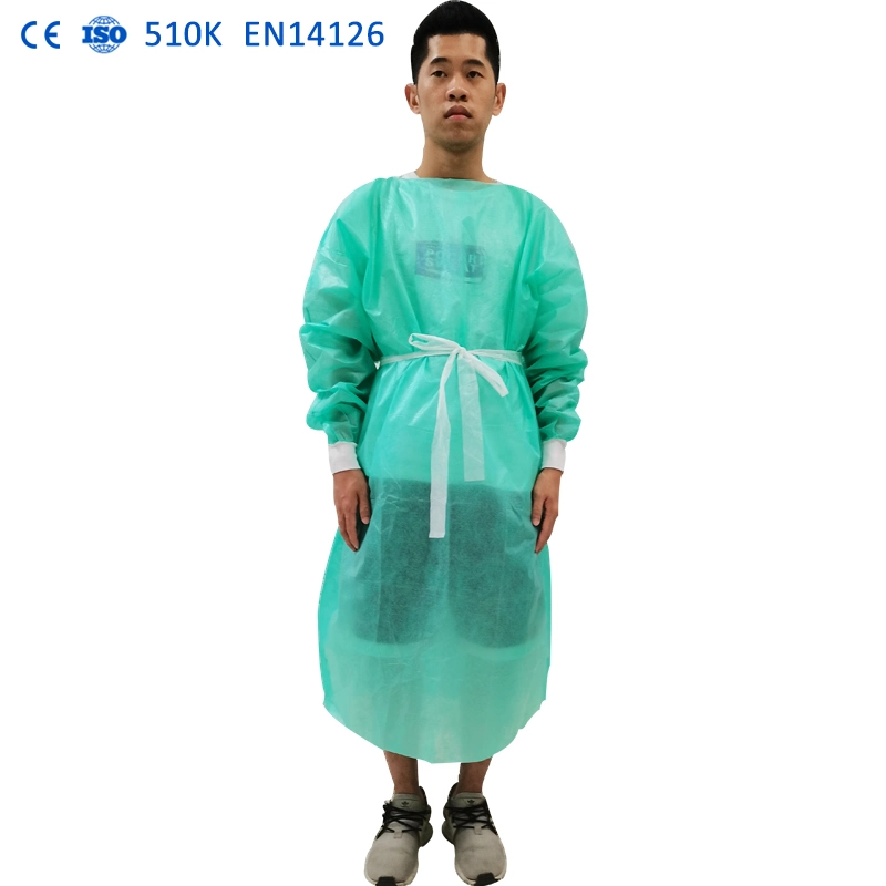 CE ISO SGS En13485 En13795 AAMI Blood-Proof Disposable Gown & Visitor Coat Used in Chemical/Electronic/Food Industries, Workshop Disposable Isolation Gwon