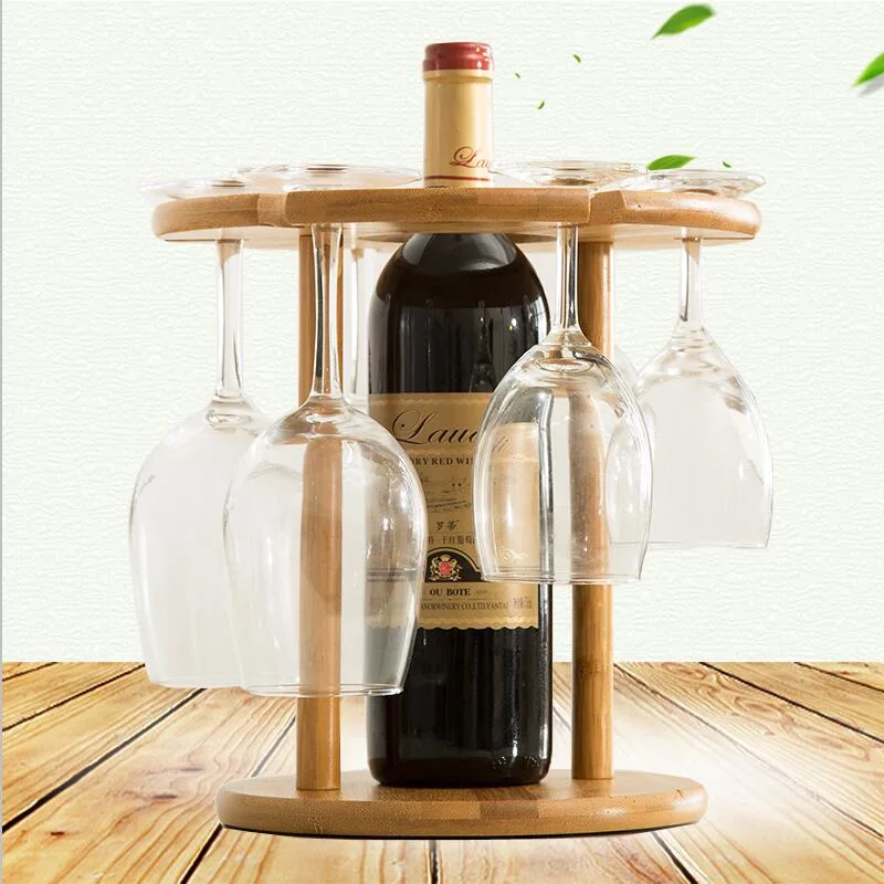 Wine Glass Drying Rack and Bottle Holder, Natural Wood Bamboo Wine Rack