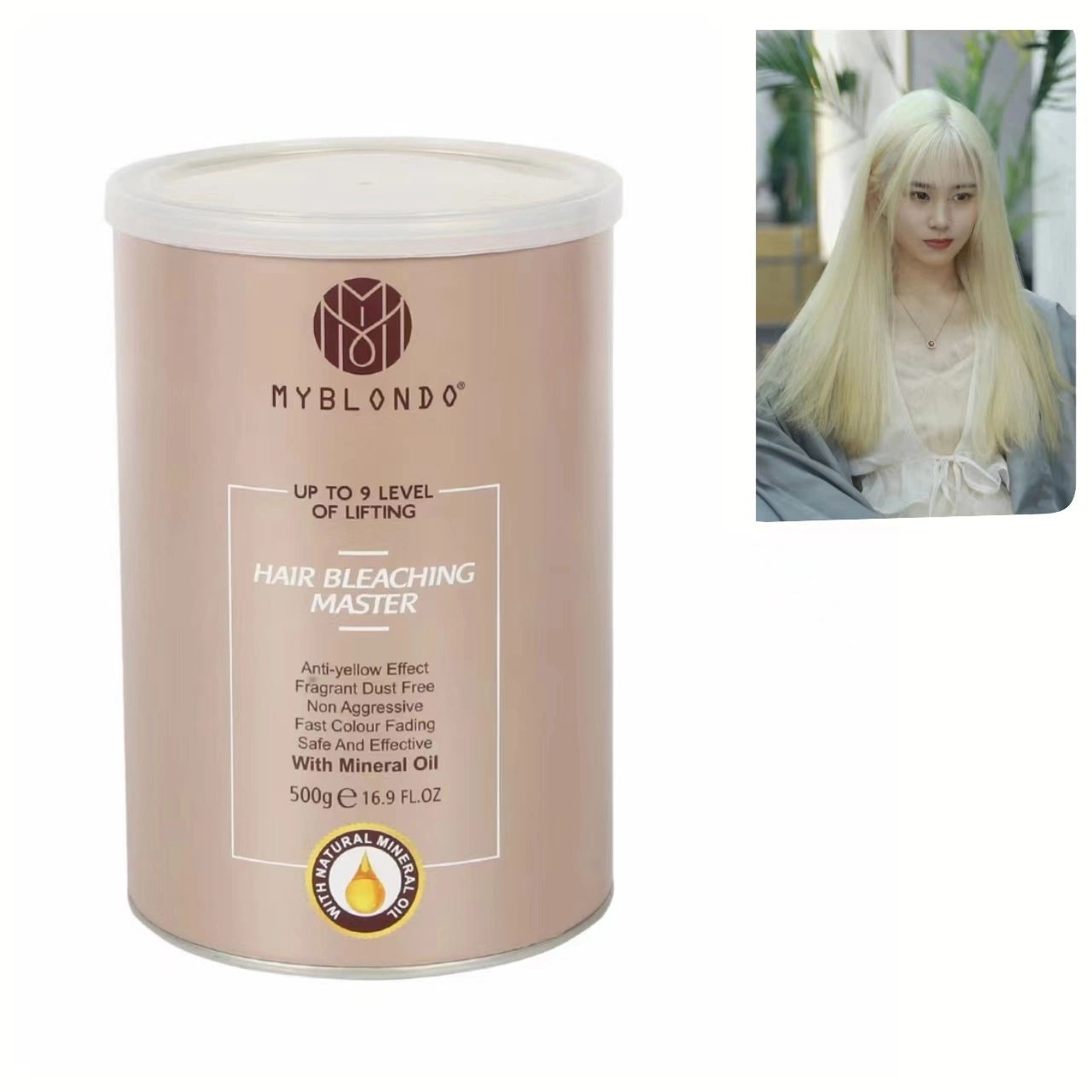 Marca privada polvo de amoníaco libre de Lightener Azul blanqueador profesional Cabello Polvo de blanqueo