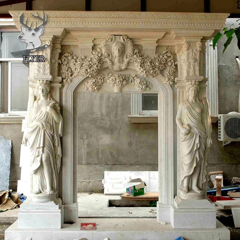 Hand Carved White Marble Sculpture Stone Entry Main Door Surround