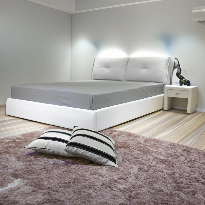 Diseño personalizado Huayang doble cama dormitorio Muebles de hogar del bastidor de cuero