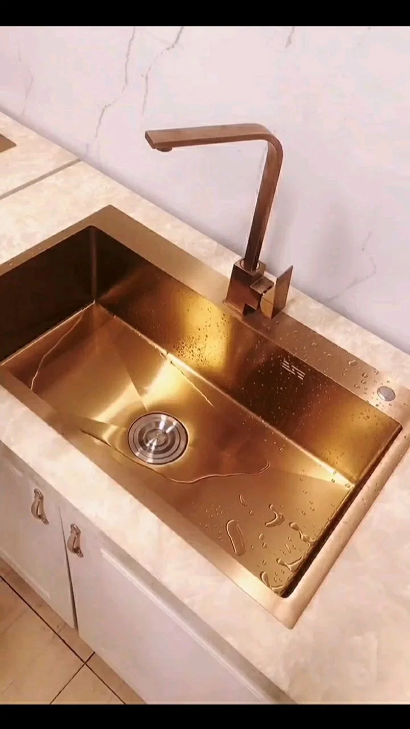 304 Stainless Steel Sink Undermount Single-Bowl Basin Rose Gold Nano Handmade Kitchen Vegetable Basin Thickened and Reinforced