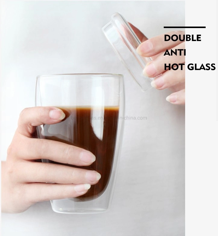 300ml hohe Borosilikatglas transparent hitzebeständige Glas Double Wall Coffee Cup Wiederverwendbarer Becher