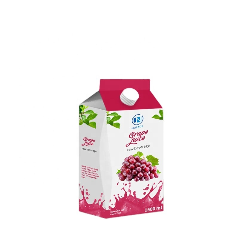 Unipack Eco-Friendly Composite Laminated Cardboard Aseptic Gable Top Pack Filling Juice Milk Carton Box Packaging