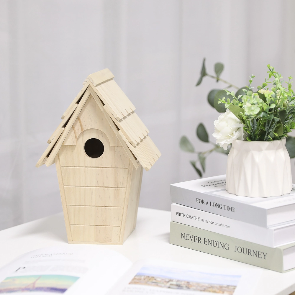 Outdoor Birdhouse Decorative Wooden Garden DIY Bird House