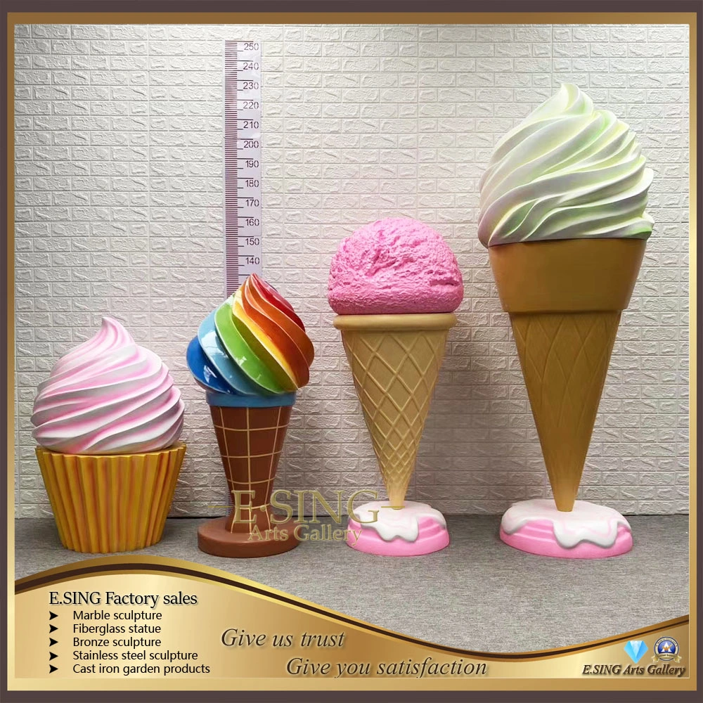 Giant Fiberglass Resin Melting Ice Cream Statue Cone Prop Sculpture for Shop Decoration