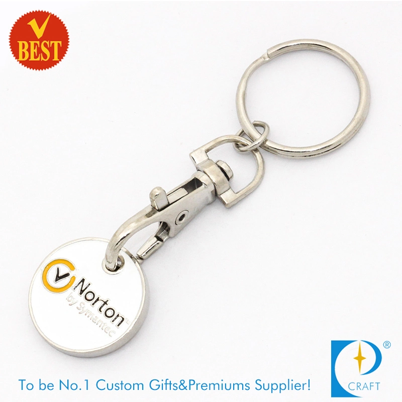 Promotion Stamping Enamel Brass Round Supermarket Shopping Trolley Token Coin Keychain