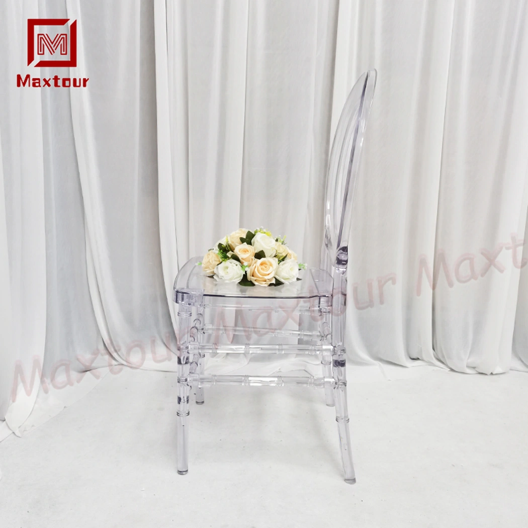 Nuevo estilo Ronda Anillo de cristal de resina transparente silla de comedor de banquetes de boda