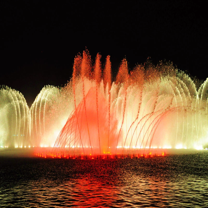 Große Outdoor Dekorative Verwendung Musical Fliegende Wasser Quadrat Brunnen Welle Wasser mit buntem Licht und Laserprojektion Show Tanzende Brunnen