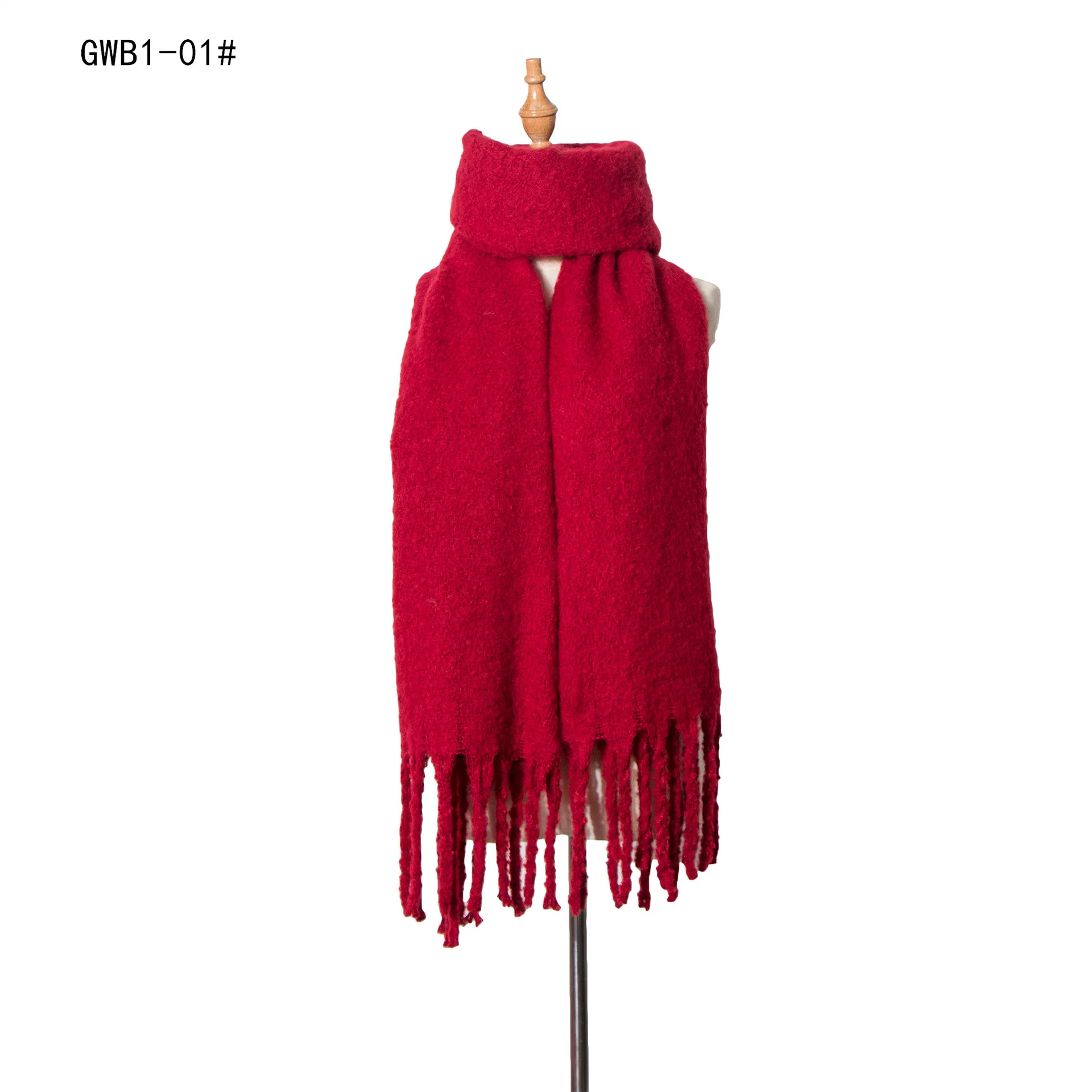 Basic Winter Knitted Warm Colorful Scarf for Women and Ladies with Tassel