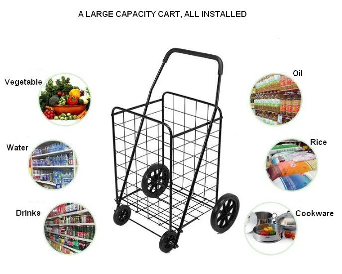 Original Factory Metal Heavy Duty Folding Shopping Large Cart with Wheels