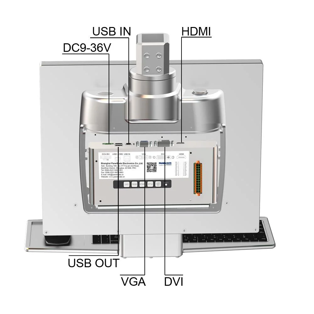 Panneau de commande industriel HMI 15.6 pouces boîtier de cantilever bras supporté Panneau de commande du système panneau d'affichage LCD à écran tactile résistif IP65 Moniteur