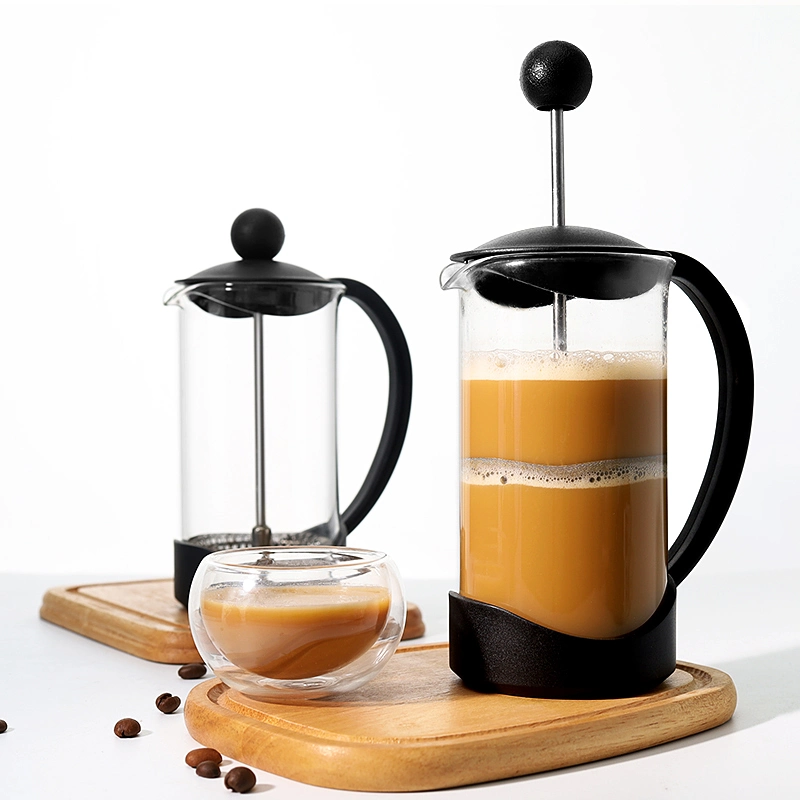 Le Ying Venta caliente Portable Min 350ml Color Negro Té Cafetera resistente al calor Vidrio de borosilicato prensa francesa Cafetera