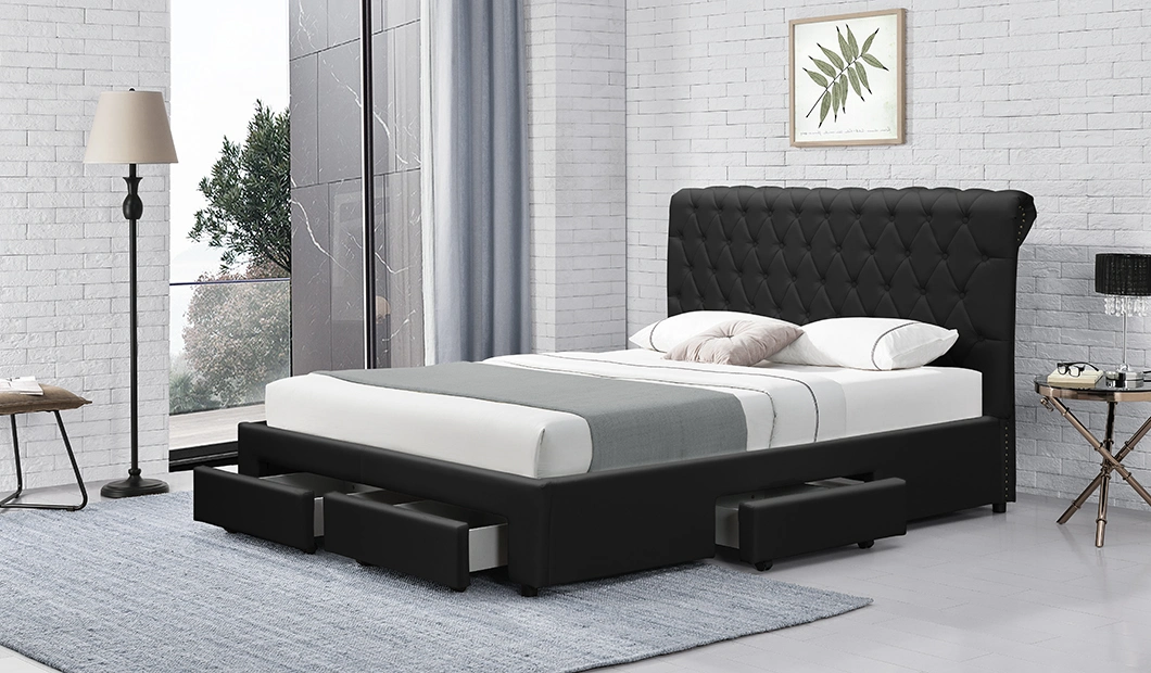 Willsoon 1217D moderne europäische Designs Doppel-Storage-Bett King Queen Größe mit Schublade osmanischen Samt Stoff Bett