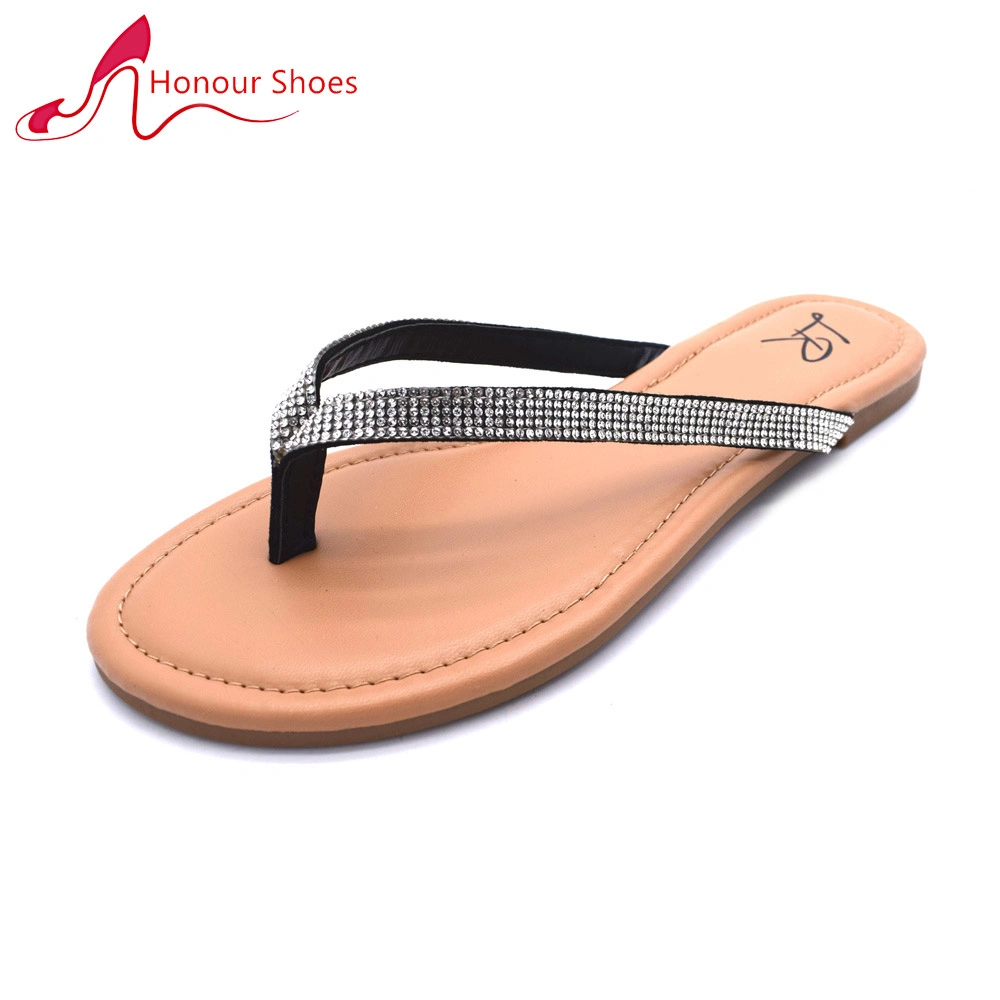 Comfortable and Soft Platform Women's Sandals Shiny Rhinestone Flip Flops