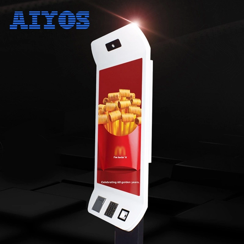 Black/White Support POS and Printer NFC Camera Floor Standing Ordering Payment Machine