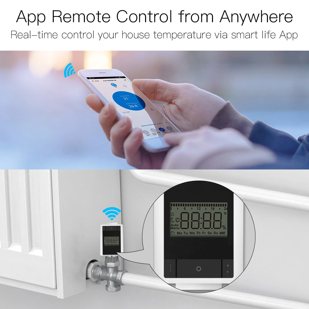 Tuya Zigbee Trv Thermostatic Heating Radiator Valve Head Controller Actuator Smart Thermostat with 1PC Zigbee Hub APP Remote Control Alexa Acho Google Home