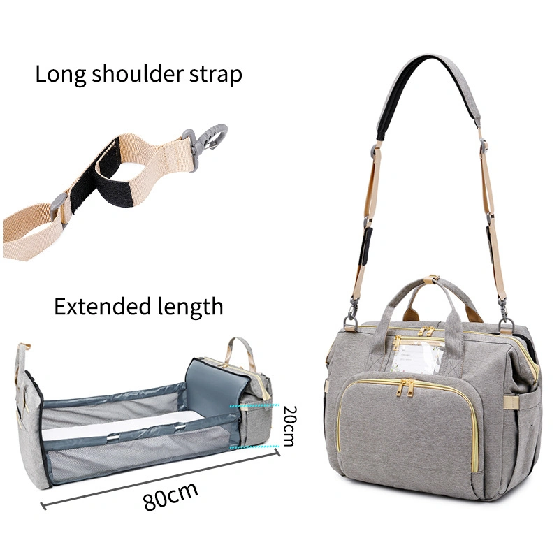 New Style Fashion Big Capacity Waterproof Multifunctional Casual Baby Folding Bed Mummy Messenger Diaper Bag (CY3637)