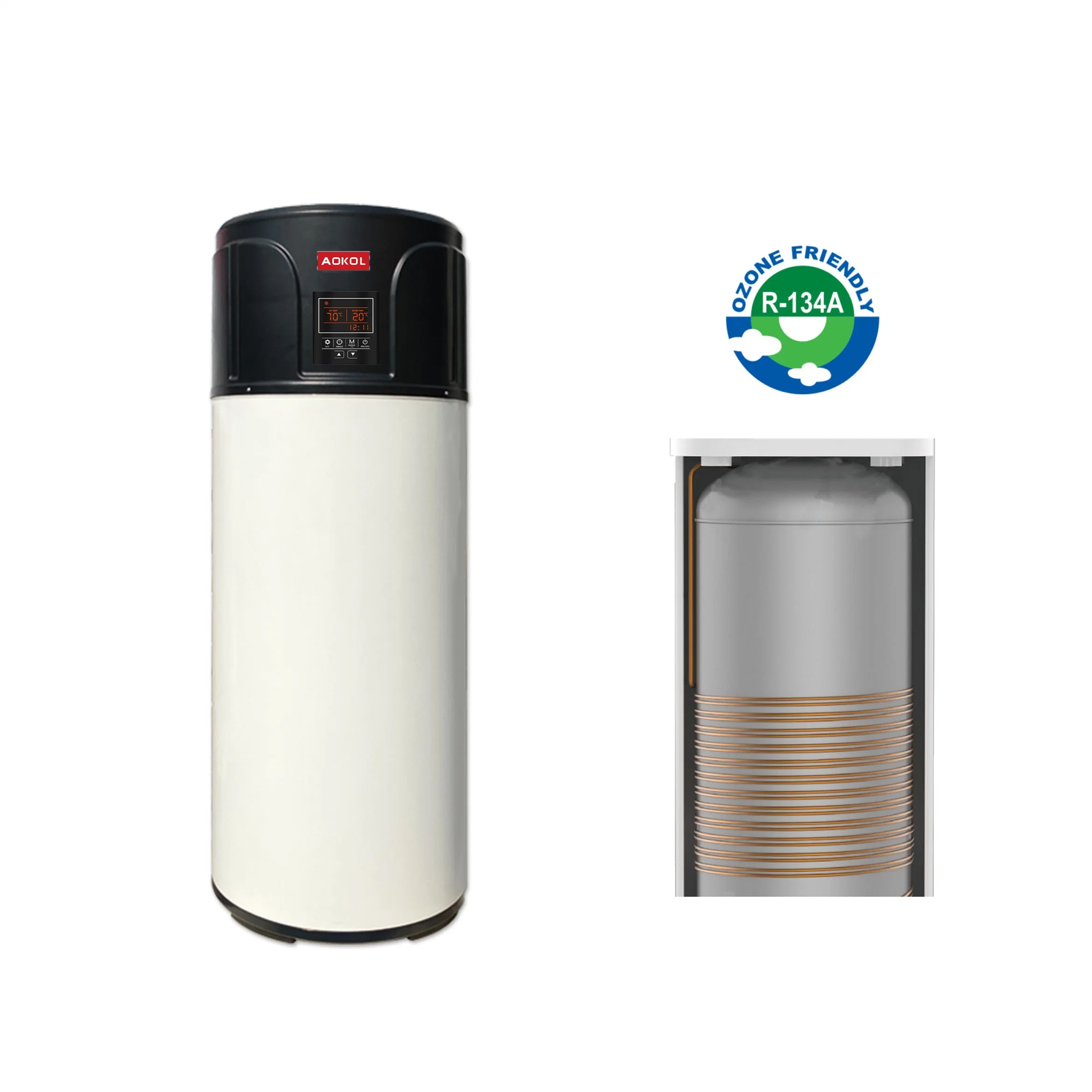 China Aokol Cómo la venta de nuevo todo en uno el aire Wter calentador de agua por bomba de calor interno, calentador de agua. Agua Solor oyente.