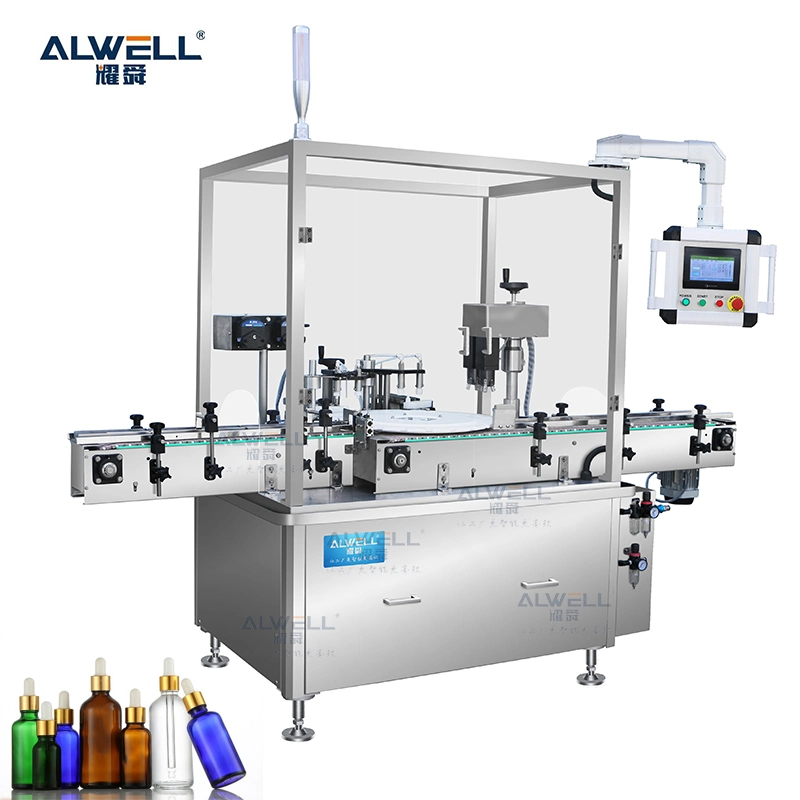 Automatic Rotary Pharmaceutical 10ml Vial Oral Liquid Small Glass Eye Drop Dropper Bottle Eliquid Essential Oil Serum Spray Filling Capping and Labeling Machine
