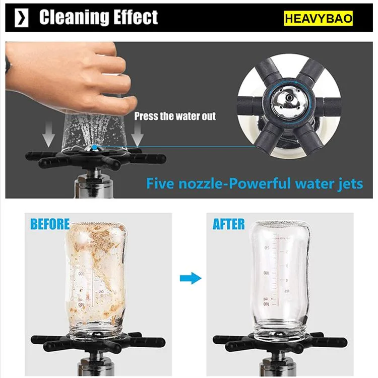 Heavybao Creative Bottle Glass Washer Glass Rinser Head Bar Beer Cup Coffee Cup Glass Stainless Steel Washing Faucet Rinser