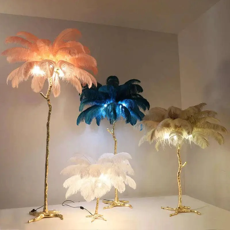 Modern LED Lighting Ostrich Feather Home Hotel Decorative Palm Tree