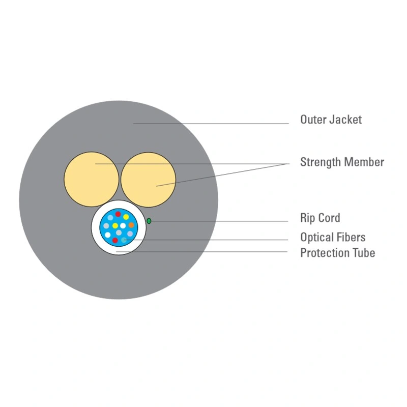 FTTX Uni-Tube Sm al aire libre 4/6/8/12 Core Unitube Non-Armored Cable de fibra óptica