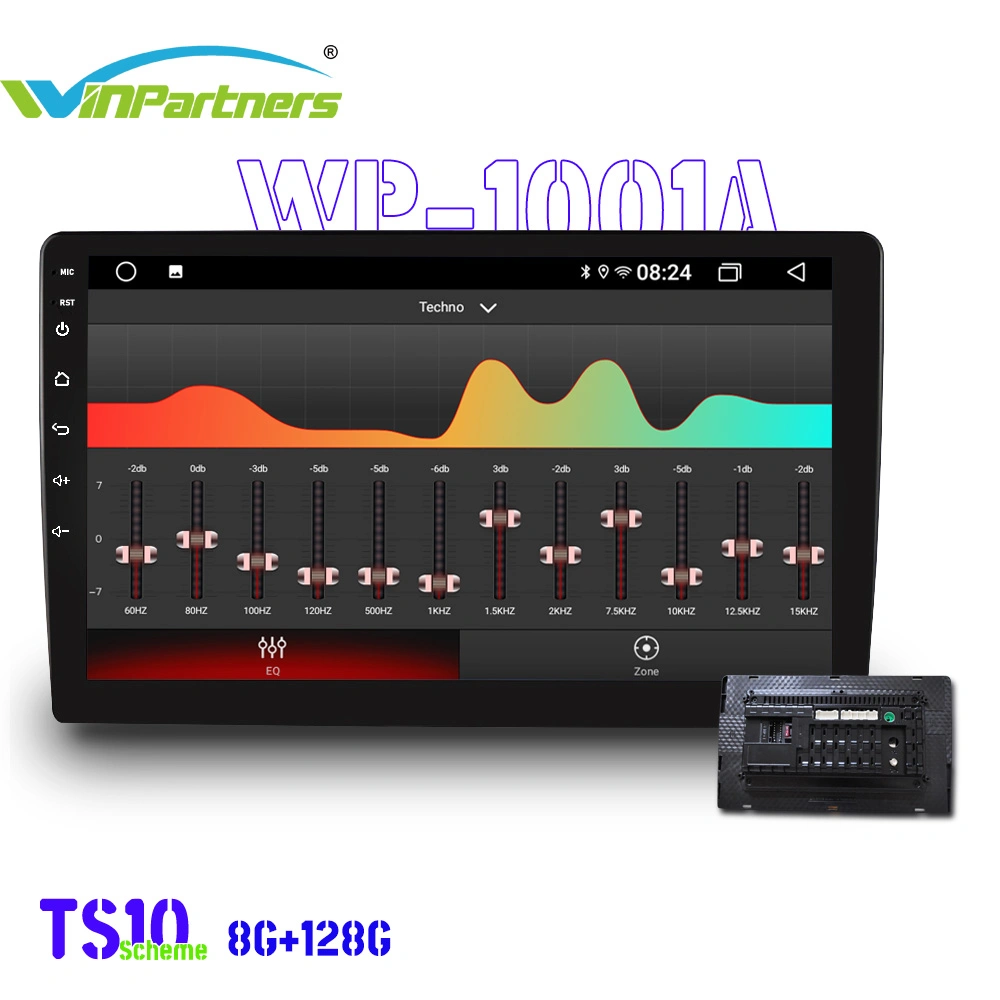 8g+128g de 10 pulgadas, todos en un equipo estéreo para coche Bluetooth Ahd Vista Posterior EQ logotipo GPS MP5 Player Wp1001A