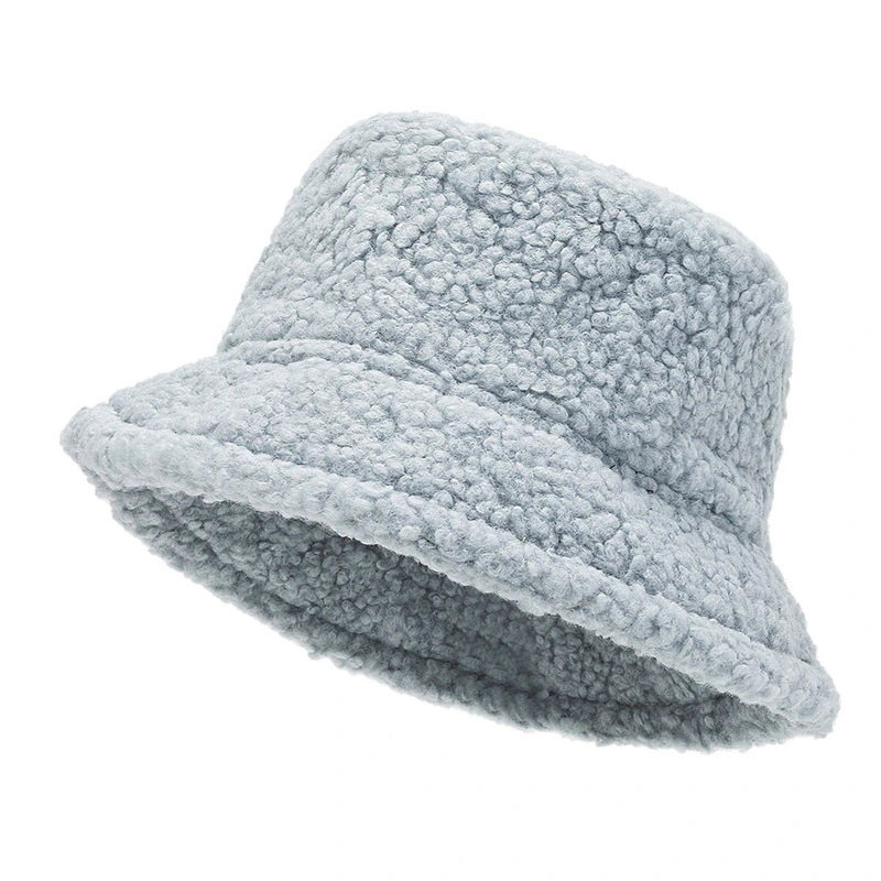 Fashion Winter Warm Fur Customized Woven Label Bucket Hat for Women