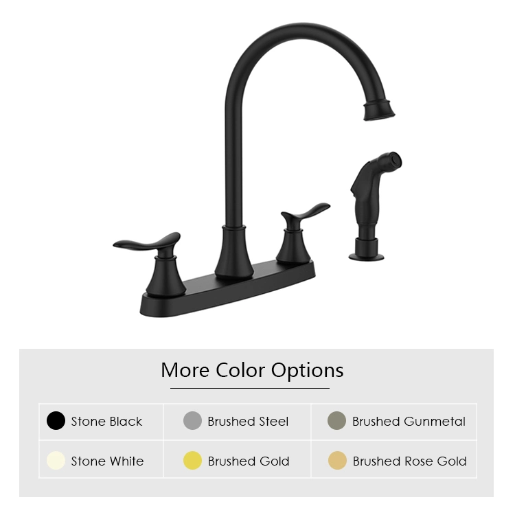 Sanipro Quality Seller Bathroom Water Tap Black 8 Inch 2 Handle Kitchen Faucet with Side Pull out Sprayer