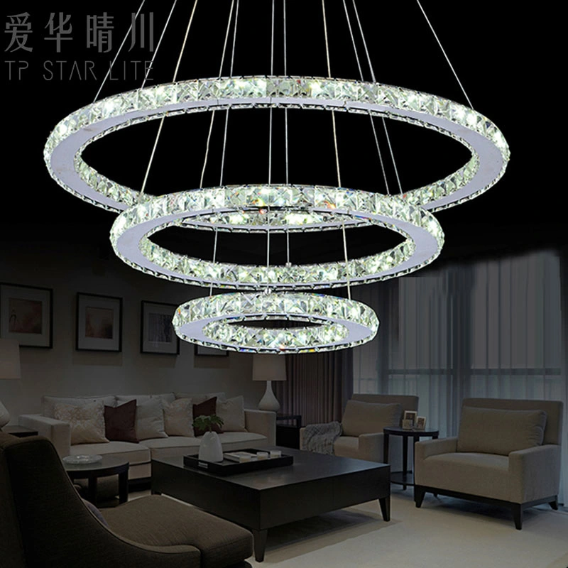 Accueil de l'éclairage LED Tpstar Décoration Verre en cristal de luxe moderne Grand hôtel moderne de lumière LED Lampe Lustre