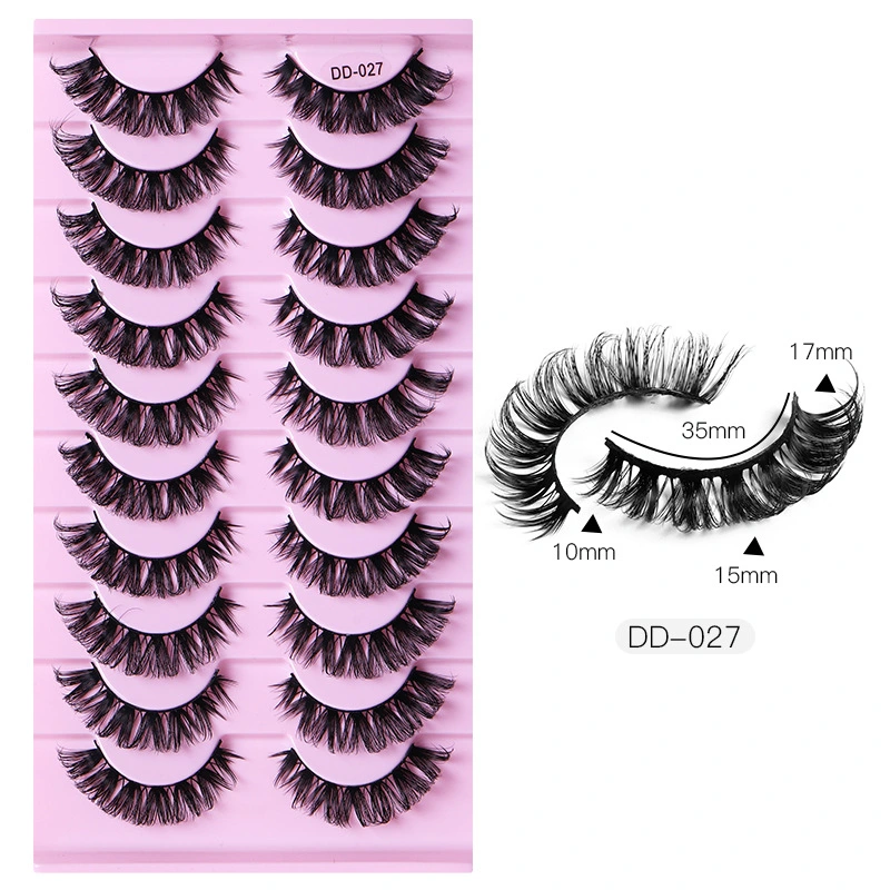 Russia Dd Large Volume Natural Thick Crossed Waterproof 10 Pairs False Eyelashes