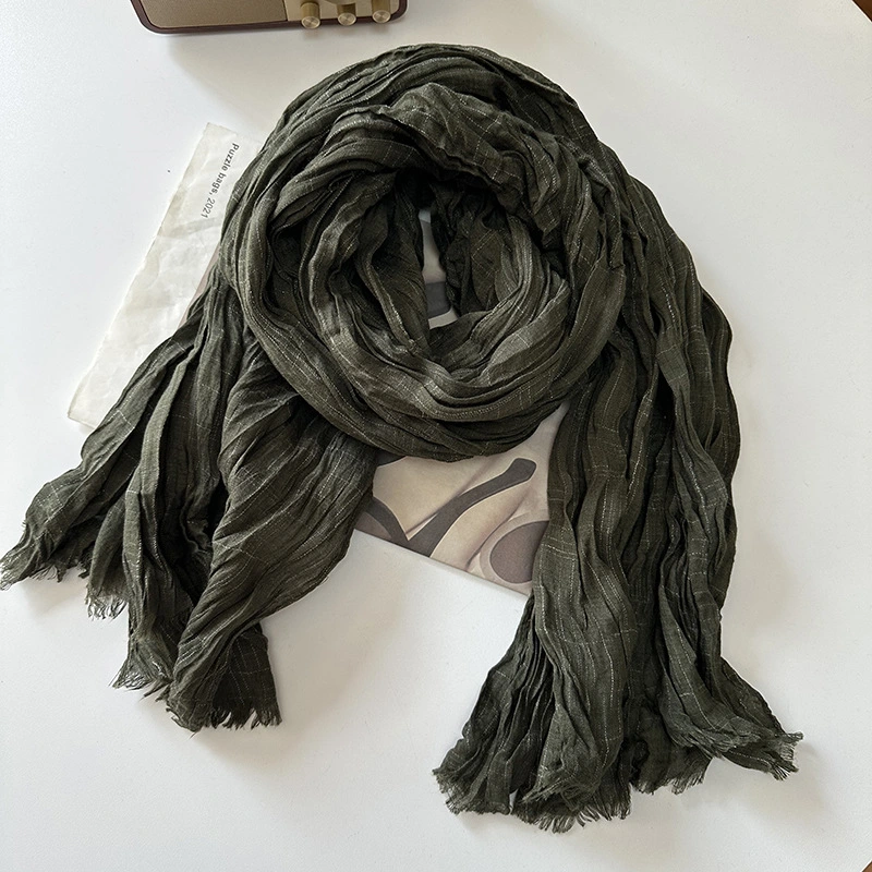 Soft Scarf for Women Solid Twist Cottton Lightweight Shawl Wrap