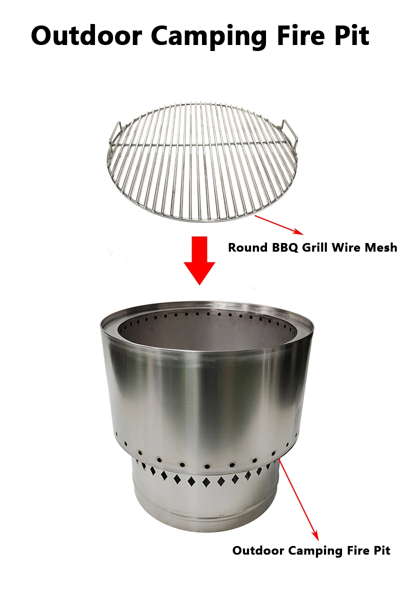 Portátil plegable de acero inoxidable de camping al aire libre Fogata con barbacoa la malla de alambre