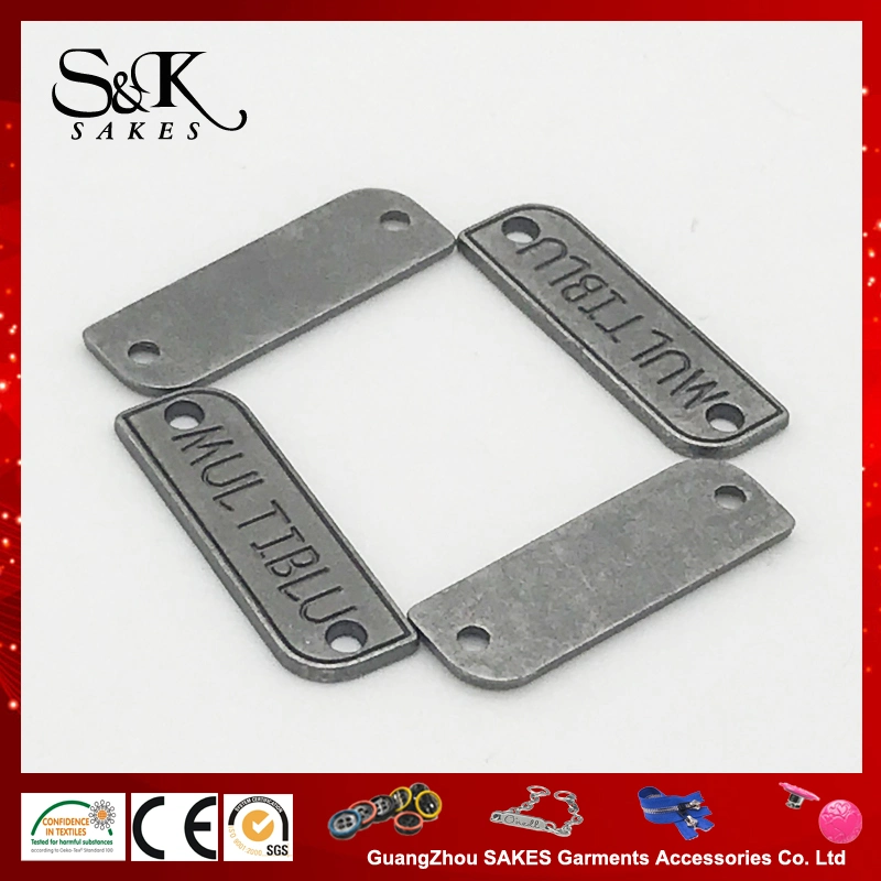 Customized Black Nickle Zinc Alloy Quality Label, 2 Hole Alloy Badge