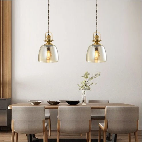 Midwestern Style Interior Decorative Lighting LED Wrought Iron Glass Chandeliers